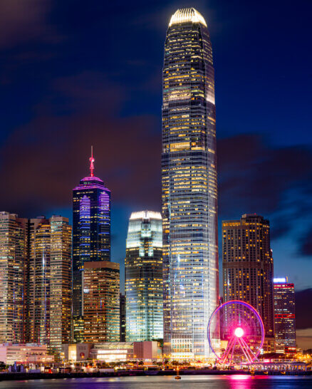 Skyline of Hong Kong at sunset